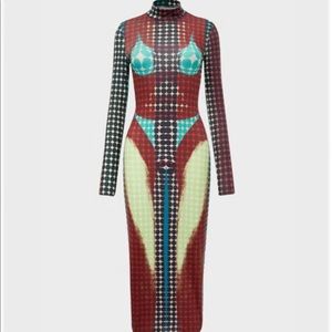 Polka dots high neck skinny dress by Kollyy